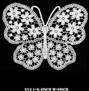 N12 cotton butterfly lace neck patch – dyeable embroidery for ethnic and bridal garments