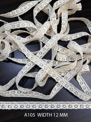 A105 Greige Cotton Knitted Circular Openwork Lace 12MM