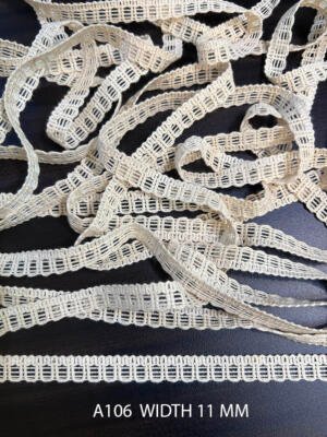 A106 Greige Cotton Knitted Decorative U Edge Lace 11MM for Garment Edge Finishing