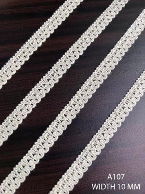 A107 Greige Cotton Knitted Chain Link Lace 10MM Dyeable Export Quality