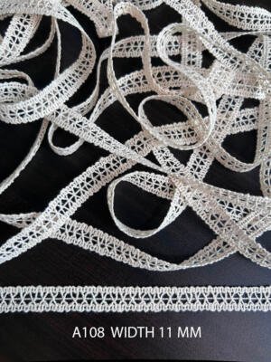 A108 Griege Cotton Knitted Cross Mesh Lace 11MM Export Quality