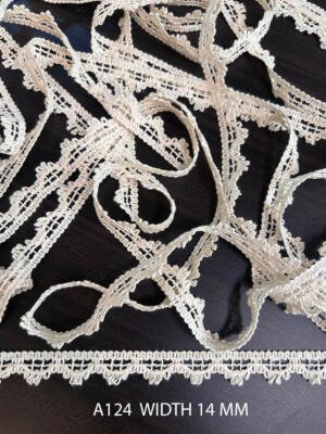 A124 Cotton Comz Knitted Picot Ladder Lace 14MM