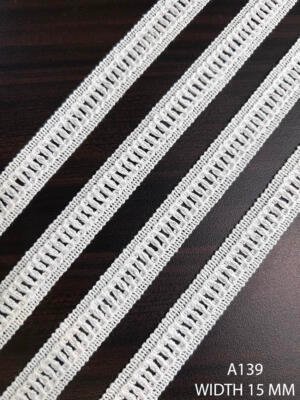 A139 15 MM white open loop lace trim with repeated elongated loop details