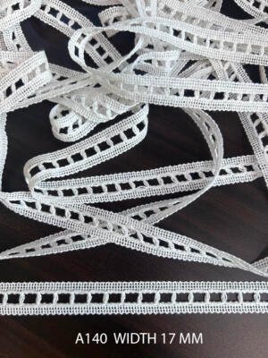 A140 17MM Cotton Comz Knitted Ribbon Insertion Lace