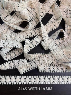A145 18 MM greige openwork loop motif lace trim