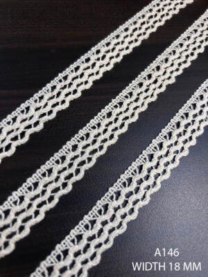 A146 18 MM greige openwork wavy lace trim with repeated curved bands