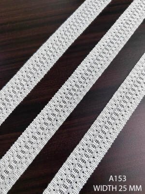 A153 Cotton Knitted Floral Mesh Lace 25MM Dyeable Export Quality