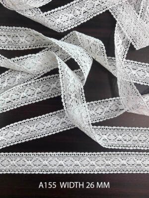 A155 White 26MM Cotton Comz Diamond Pattern Lace Trim