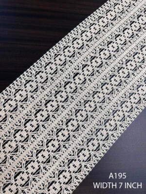 A195 Greige Cotton Knitted Wide Lace 7 Inch