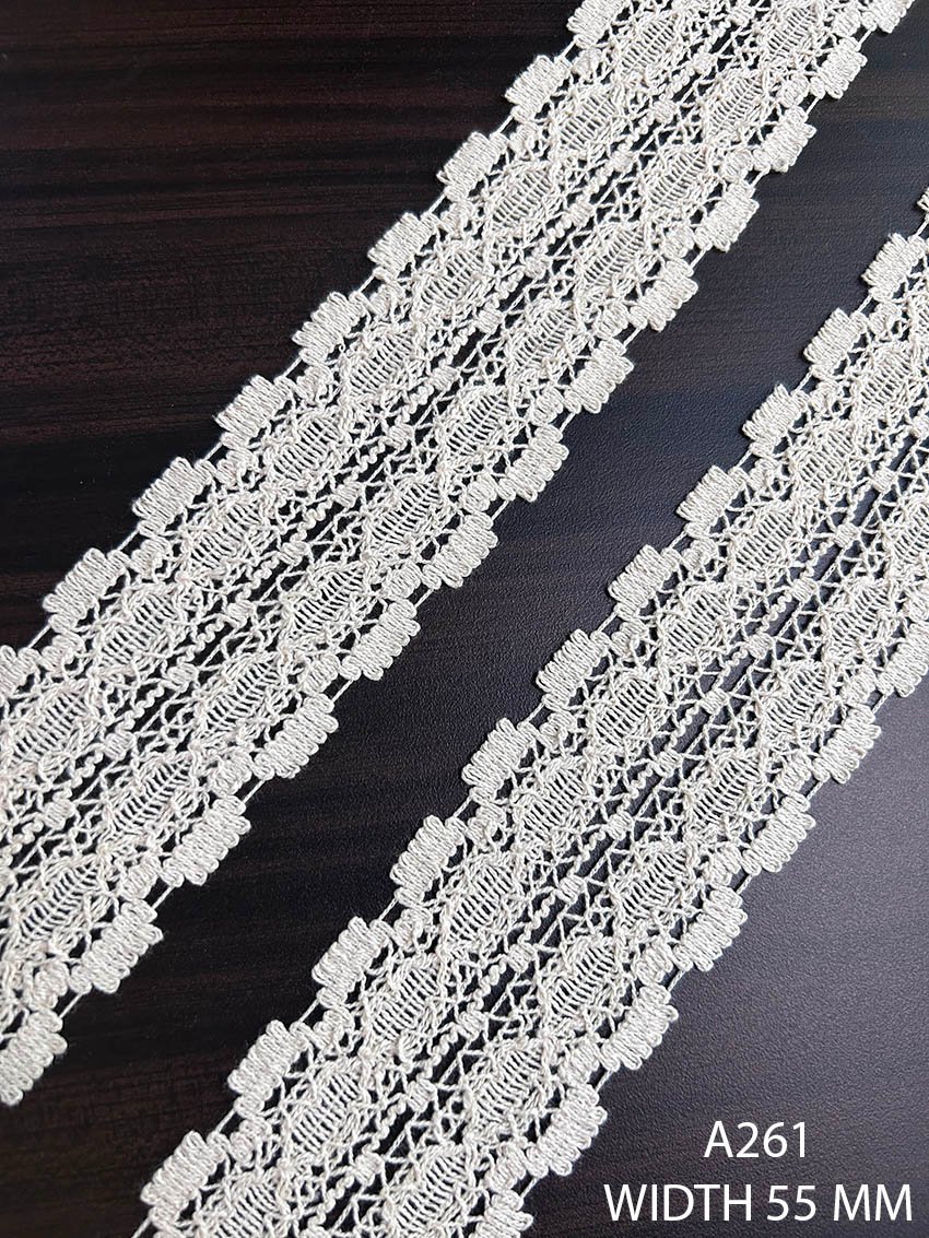 A261 Greige 55MM Cotton Comz Lace Trim