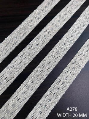 A278 20MM Greige Cotton Comz Knitted Basket Weave Lace
