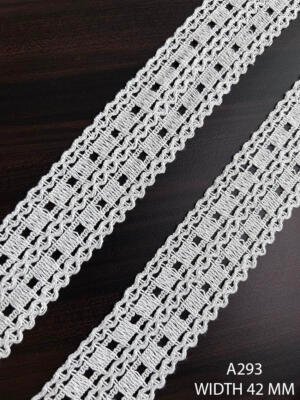 A293 White Cotton Knitted Geometric Lace 42 MM