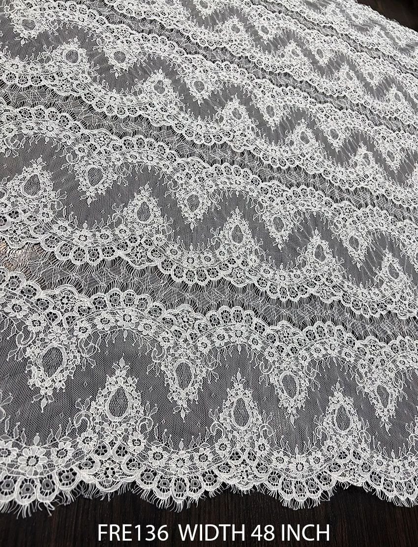 eyelash chantilly laces and fabrics fre136 super fine eyelash lace fabric white both side scallop width 48 inch price for 3