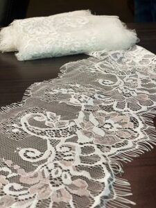 Super fine eyelash Chantilly lace trim in delicate floral pattern, 180mm wide