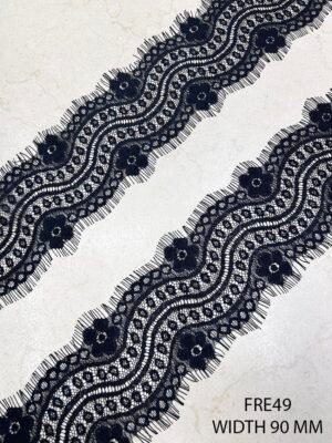 Luxury FRE49 black Chantilly eyelash lace width 900mm trim