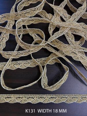 K131 Gold Lurex Crochet Lace 18 MM
