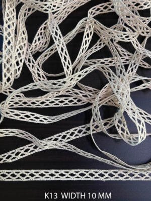 K13 Fine Cotton Crochet Cross Lace 10mm Griege Dyeable Decorative Cotton Lace Trim