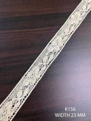K156 Fine Cotton Floral Crochet Lace 23mm White Dyeable Decorative Cotton Lace Trim