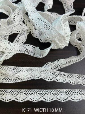 K171 Fine Cotton Floral Crochet Lace 18mm White Dyeable Decorative Cotton Lace Trim