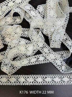 K176 white floral crochet lace 22 mm width with openwork flower pattern