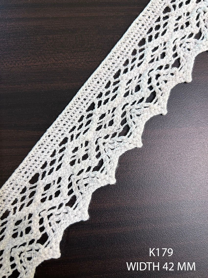 K179 white soft cotton crochet lace 42 mm width