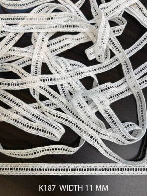 K187 fine white ladder crochet lace 11 mm width
