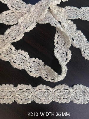 K210 Pearl White Silk Fur Crochet Lace 26mm Decorative Floral Lace Trim