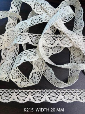 K215 white cotton crochet lace 20 mm width