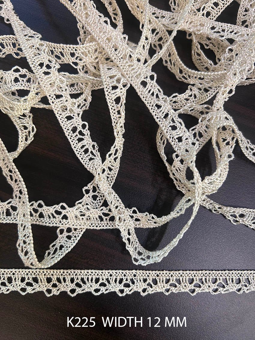 K225 silk pearl crochet lace 12 mm width
