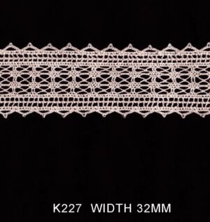 Close-up of Cotton Crochet Lace K227 with floral pattern