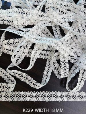 K229 white cotton crochet ribbon pass lace 18 mm width