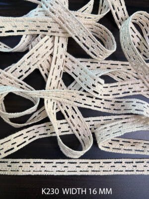 K230 cotton crochet lace griege dyeable 16 mm width