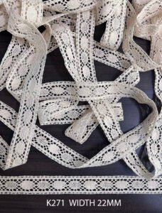 Crochet Lace Cotton Griege K271 lace roll in natural finish