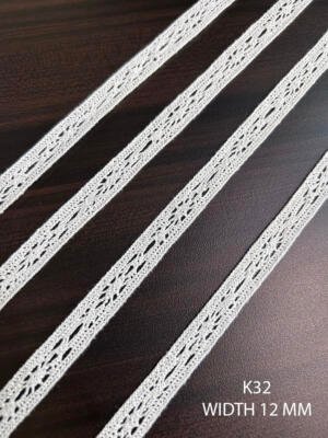 White Cotton Crochet Dyeable Lace Trim 12 MM