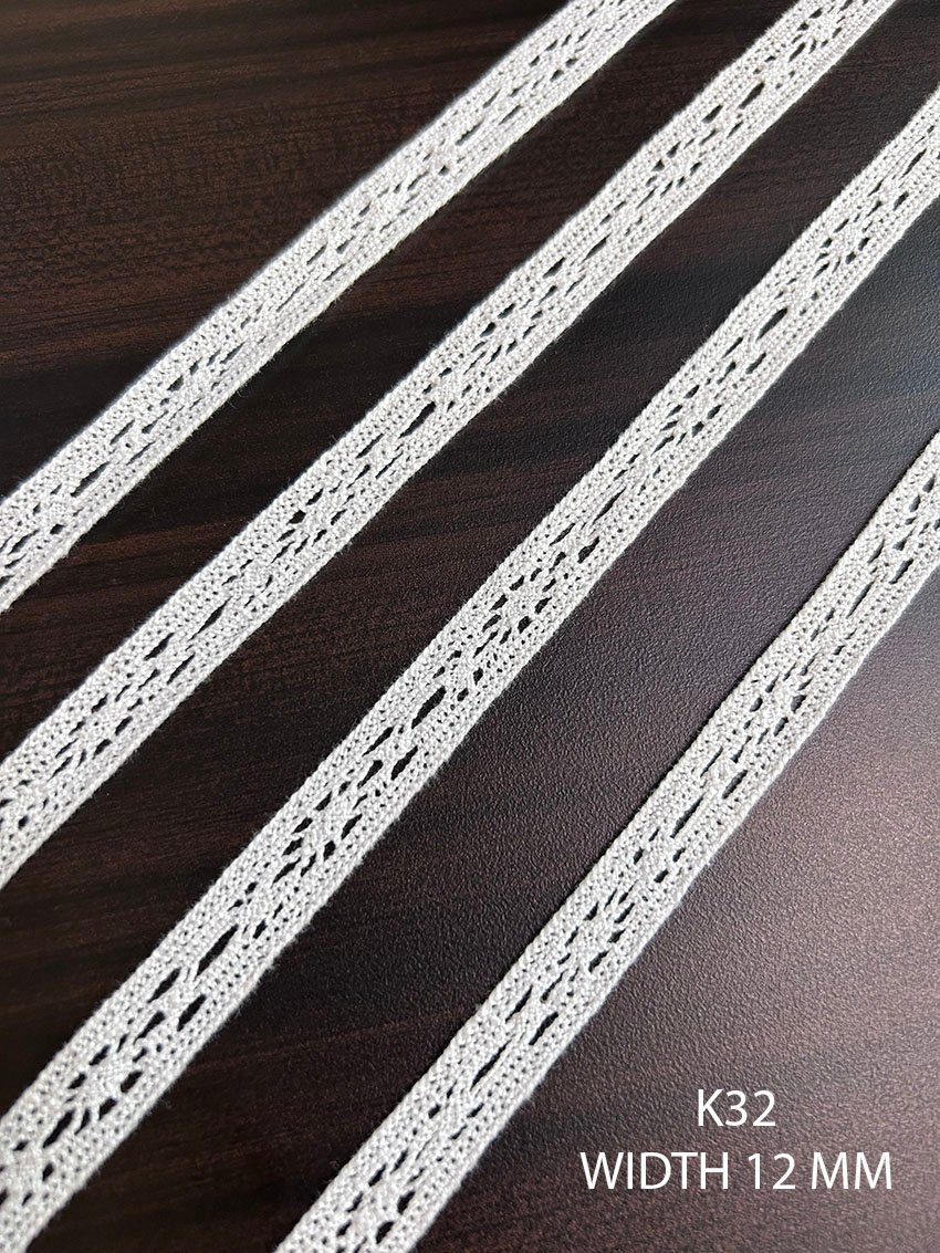 White Cotton Crochet Dyeable Lace Trim 12 MM