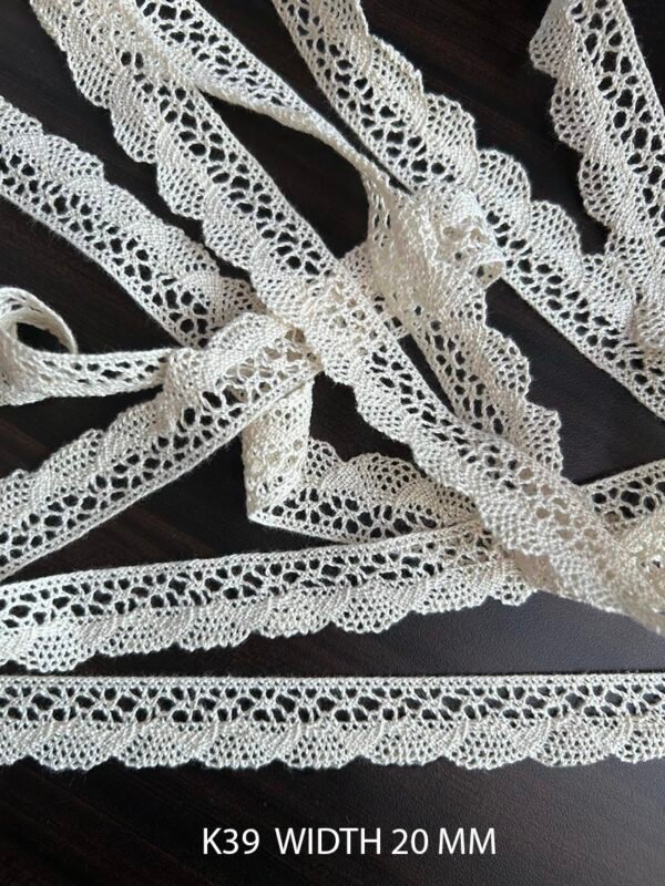 Luxury K39 cotton crochet premium lace width 20mm dyeable trim