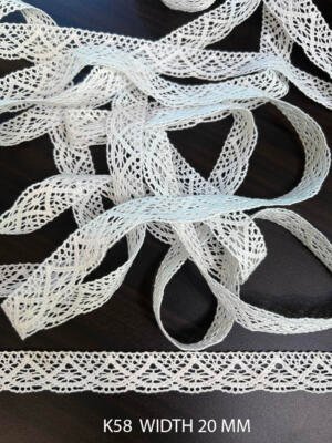 K58 white cotton crochet lace 20 mm width