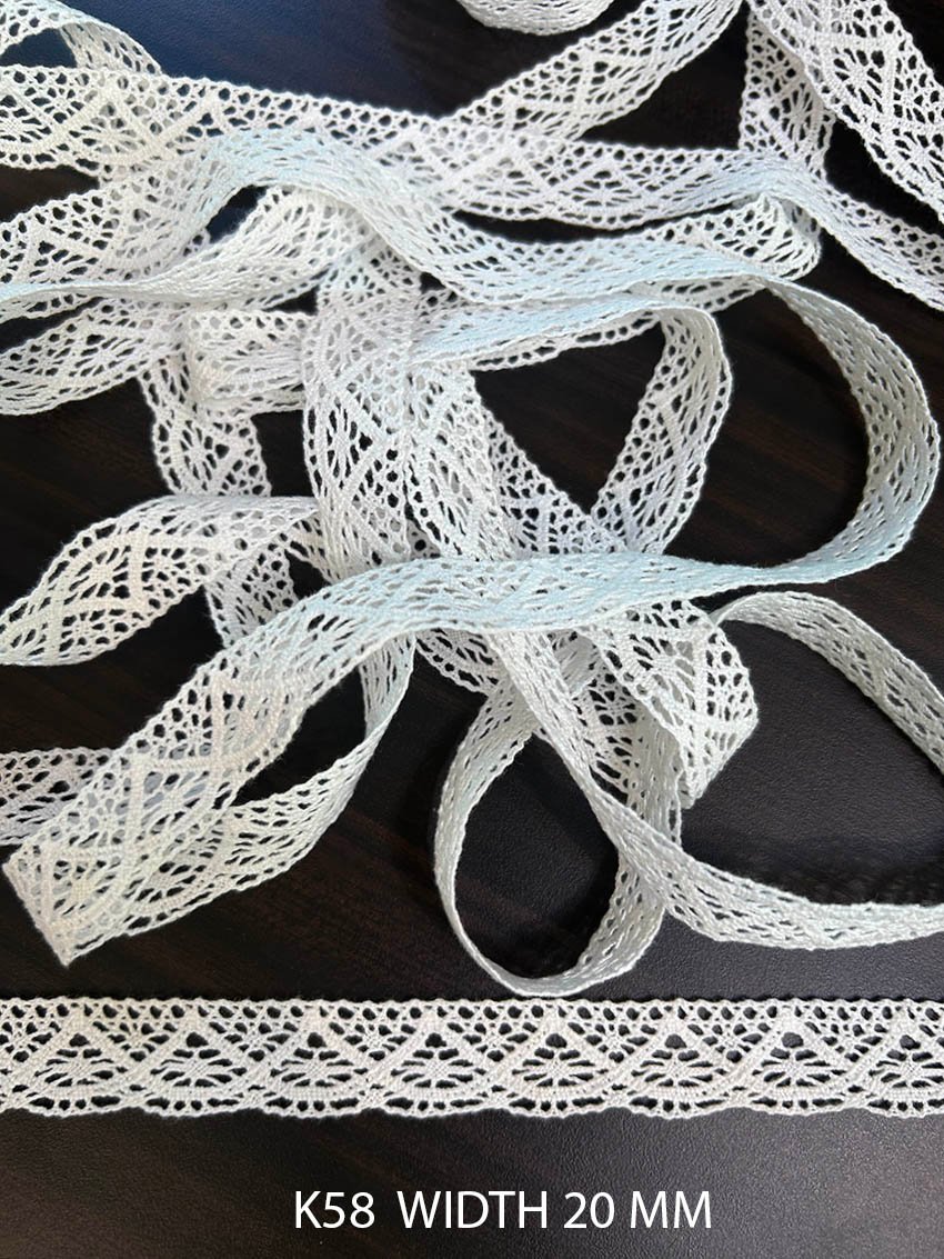 K58 white cotton crochet lace 20 mm width
