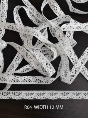 White Raschel Nylon Dyeable Knitted Lace Trim 12 MM