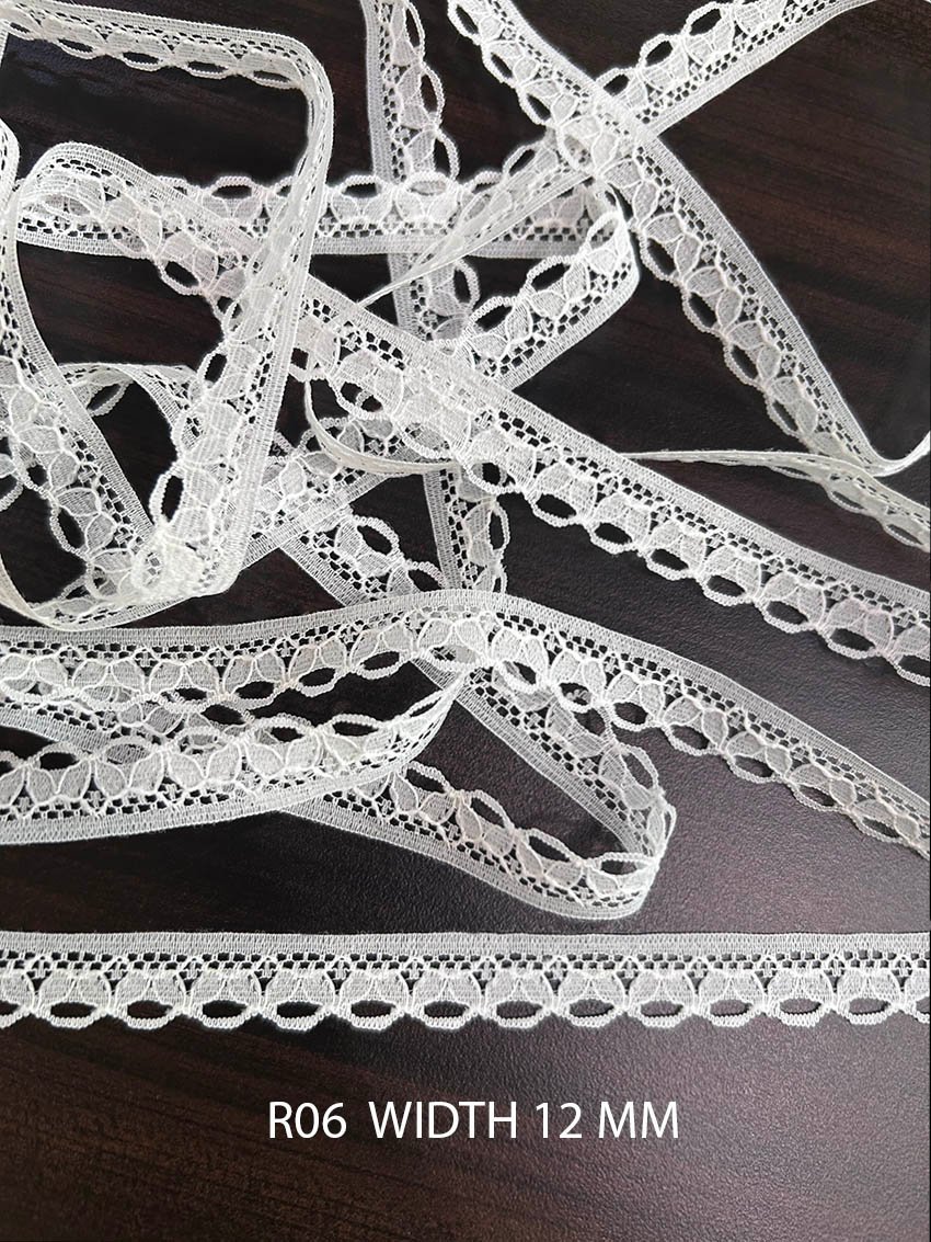 White Raschel Nylon Openwork Knitted Lace Trim 12 MM