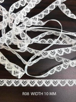 White Raschel Nylon Heart Shape Lace Trim 10 MM