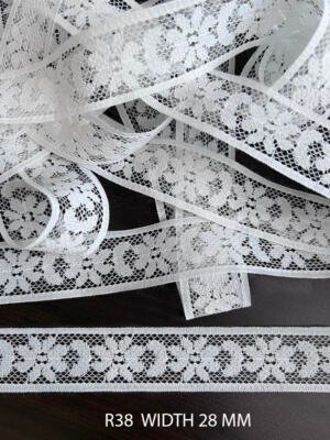 White Raschel Nylon Dyeable Knitted Lace Trim 28 MM