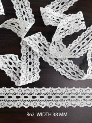 White Raschel Nylon Ribbon Pass Lace Trim 38 MM