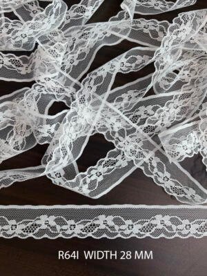 R64I White Raschel Nylon Lace 28 MM