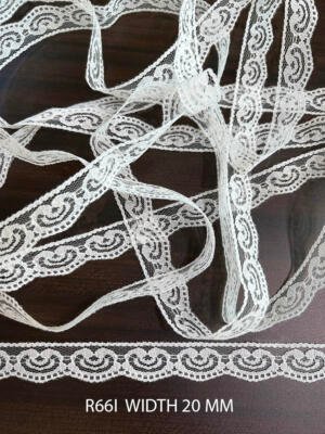 White Raschel Nylon Dyeable Knitted Lace Trim 20 MM