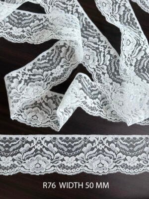 R76 White Raschel Nylon Lace 50 MM