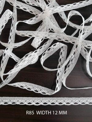White Raschel Nylon Dyeable Knitted Lace Trim 12 MM
