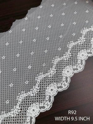Wide Raschel Nylon Fine Lace R92 – Dyeable White Lace for Garments