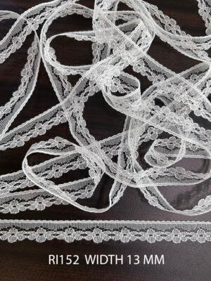 RI152 Fine White Nylon Raschel Picot Edge Lace 13 MM