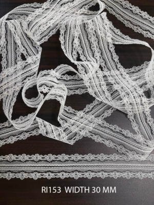 Fine White Raschel Nylon Dyeable Knitted Lace Trim 30 MM